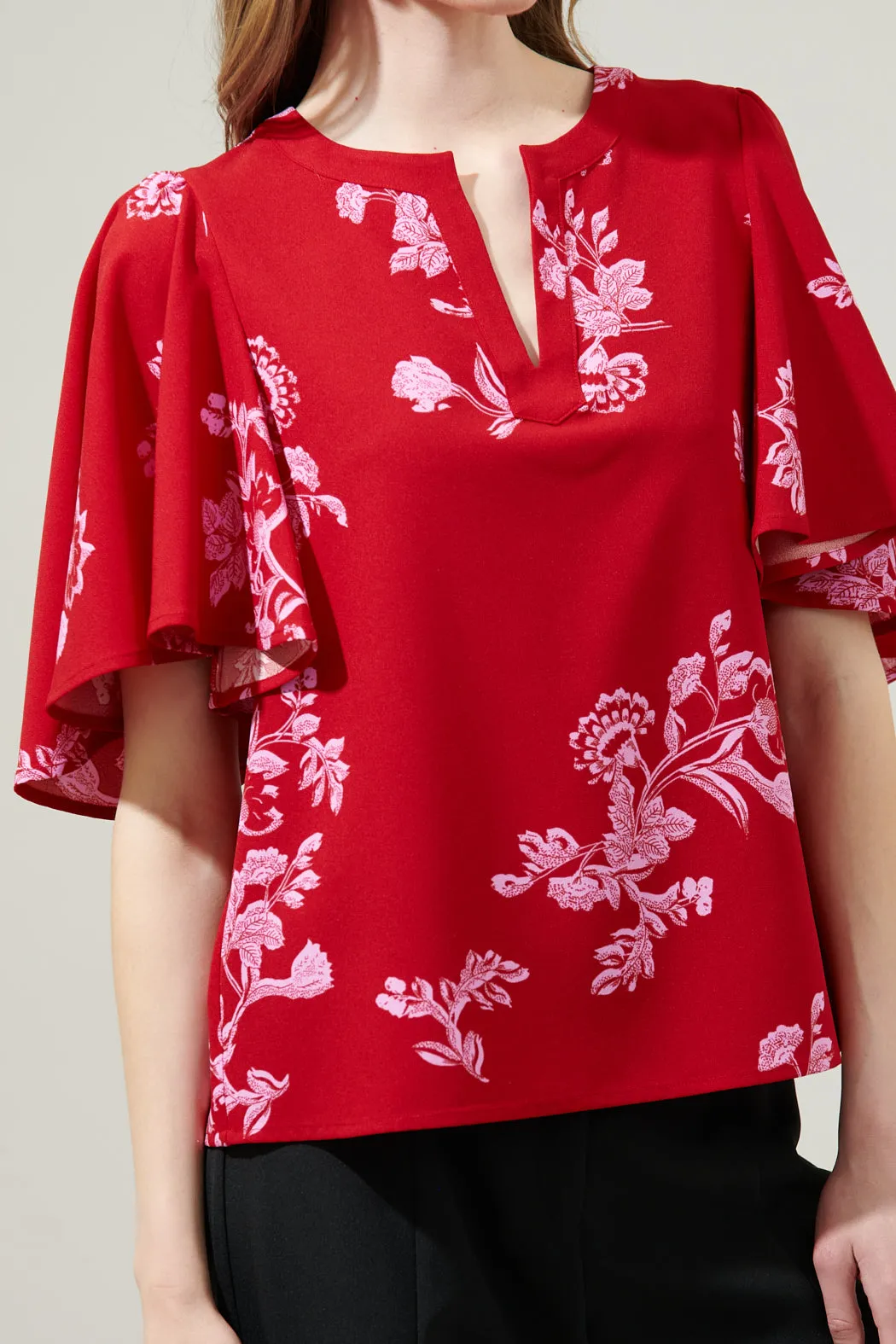 Kandy Jacobean Easton Split Neck Blouse