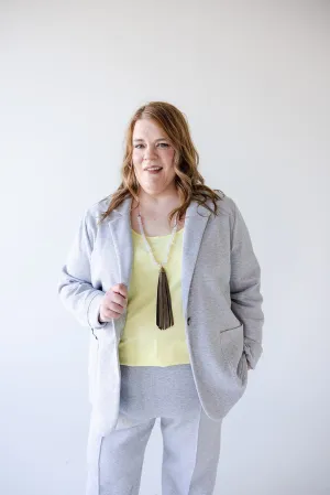 KNIT BLAZER IN HEATHER GREY