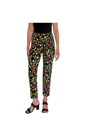 Krazy Larry Women's Pull on Ankle Pants - Black Tulip