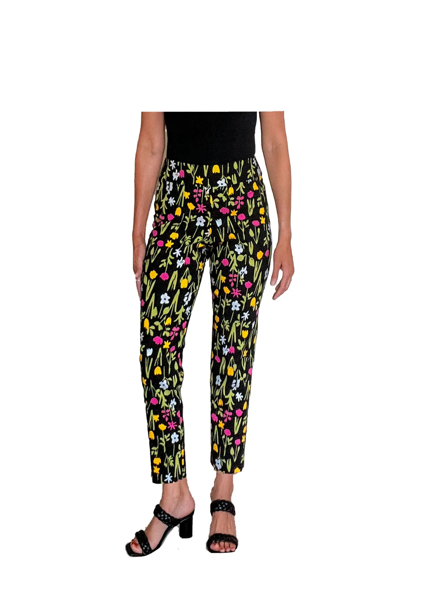 Krazy Larry Women's Pull on Ankle Pants - Black Tulip