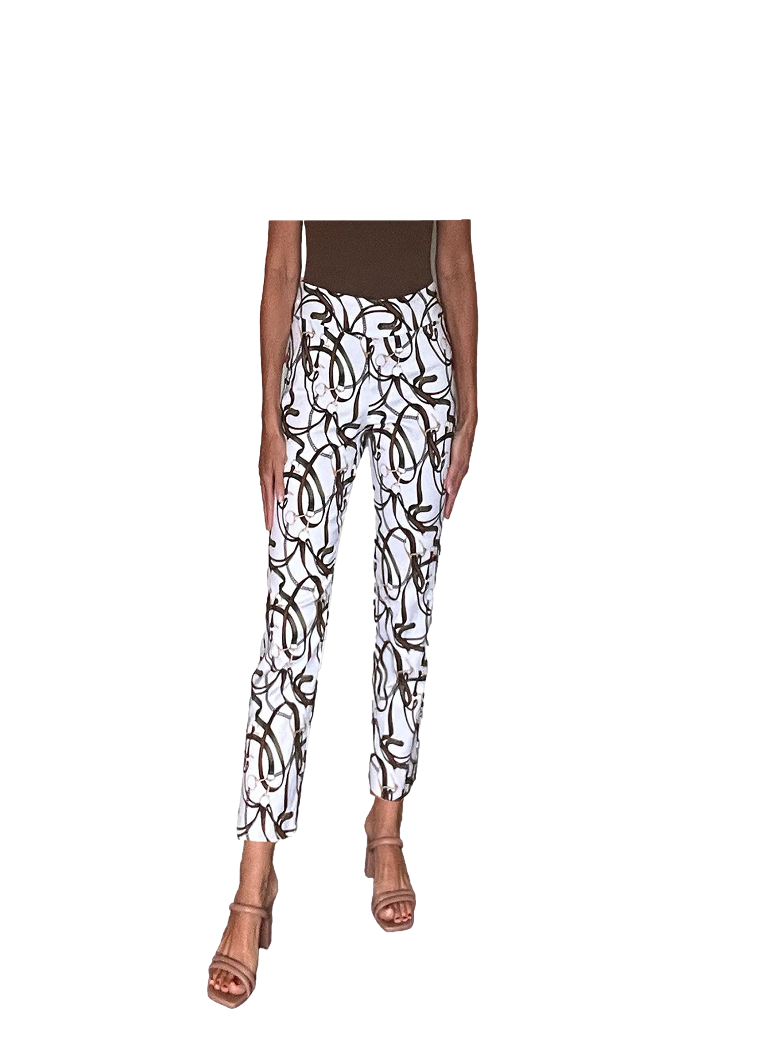 Krazy Larry Women's Pull on Ankle Pants - White Belts