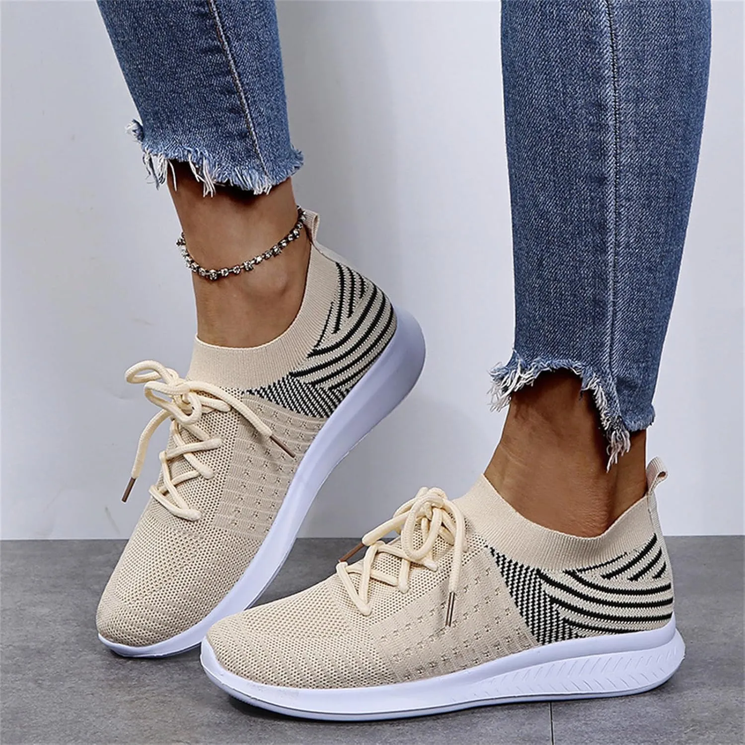 Ladmiple Walking Shoes Women Comfort Slip On Lightweight Sock Sneakers Non Slip Casual Fashion Running Tennis Gym Shoes