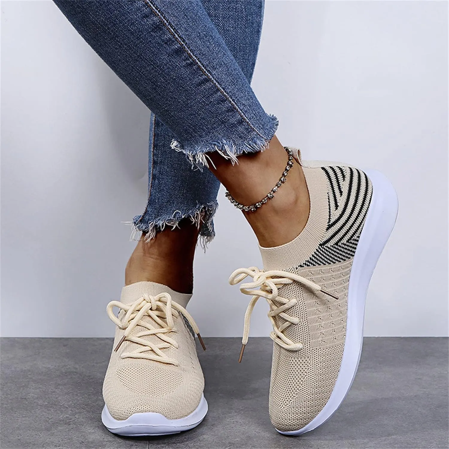 Ladmiple Walking Shoes Women Comfort Slip On Lightweight Sock Sneakers Non Slip Casual Fashion Running Tennis Gym Shoes