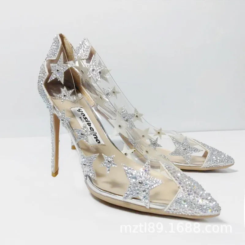 Light Mouth Star Water Drill Transparent High Heel Shoe