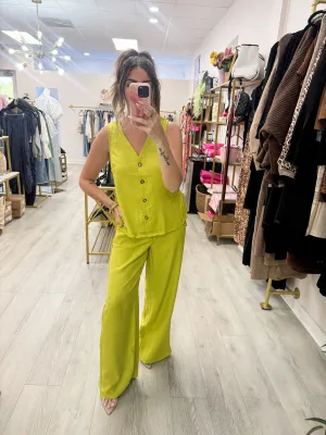 Lime Vacation Vest & Pants Set