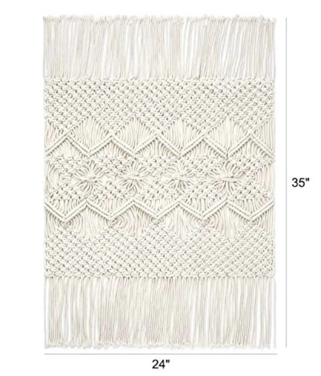Macrame Rug Boho Area Rugs Cotton Woven Small Carpets with Tassels for Bedroom Living Room Bathroom Entryway Nursery Home Decor, 35" L x 24" W