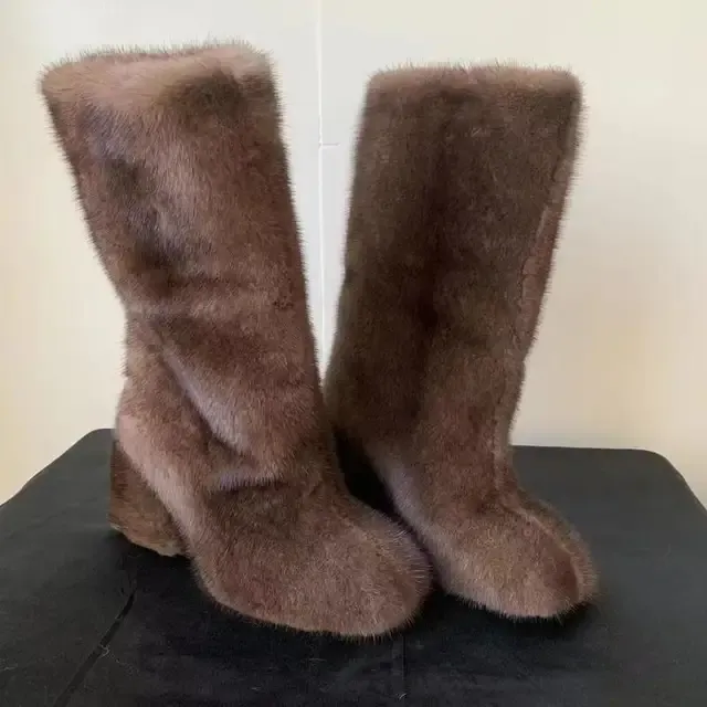 Mink Fur Winter Flat Boots