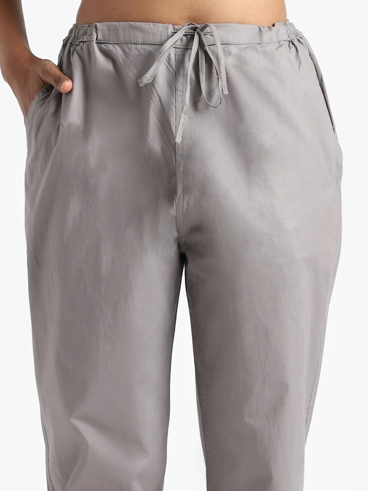 Natural Dyed Slim Fit Pants Iron Grey