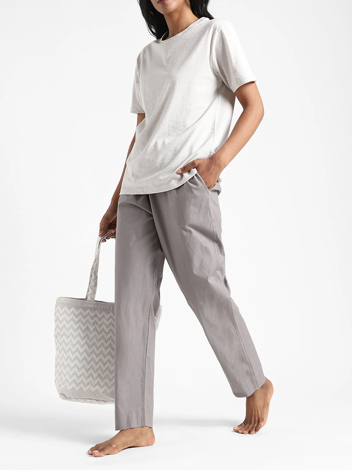 Natural Dyed Slim Fit Pants Iron Grey