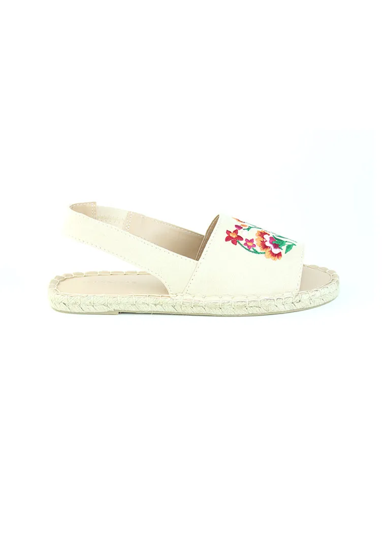 Nude Flat Embroidered Espadrilles