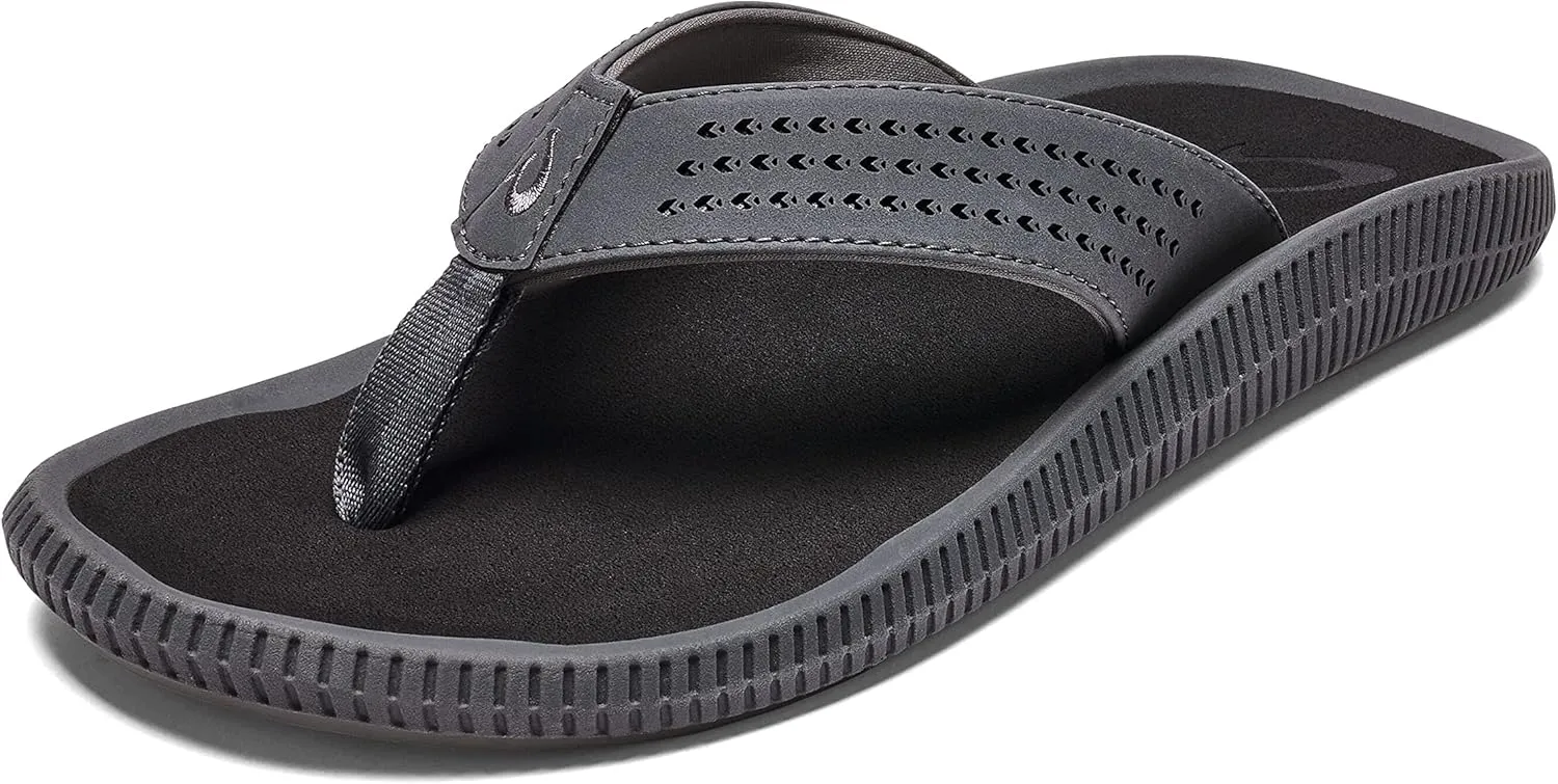 OLUKAI Ulele Men's Beach Sandals, Water Resistant Flip Flops, Arch Support & Comfort Fit, Lightweight & Durable, Enhanced Grip & Traction