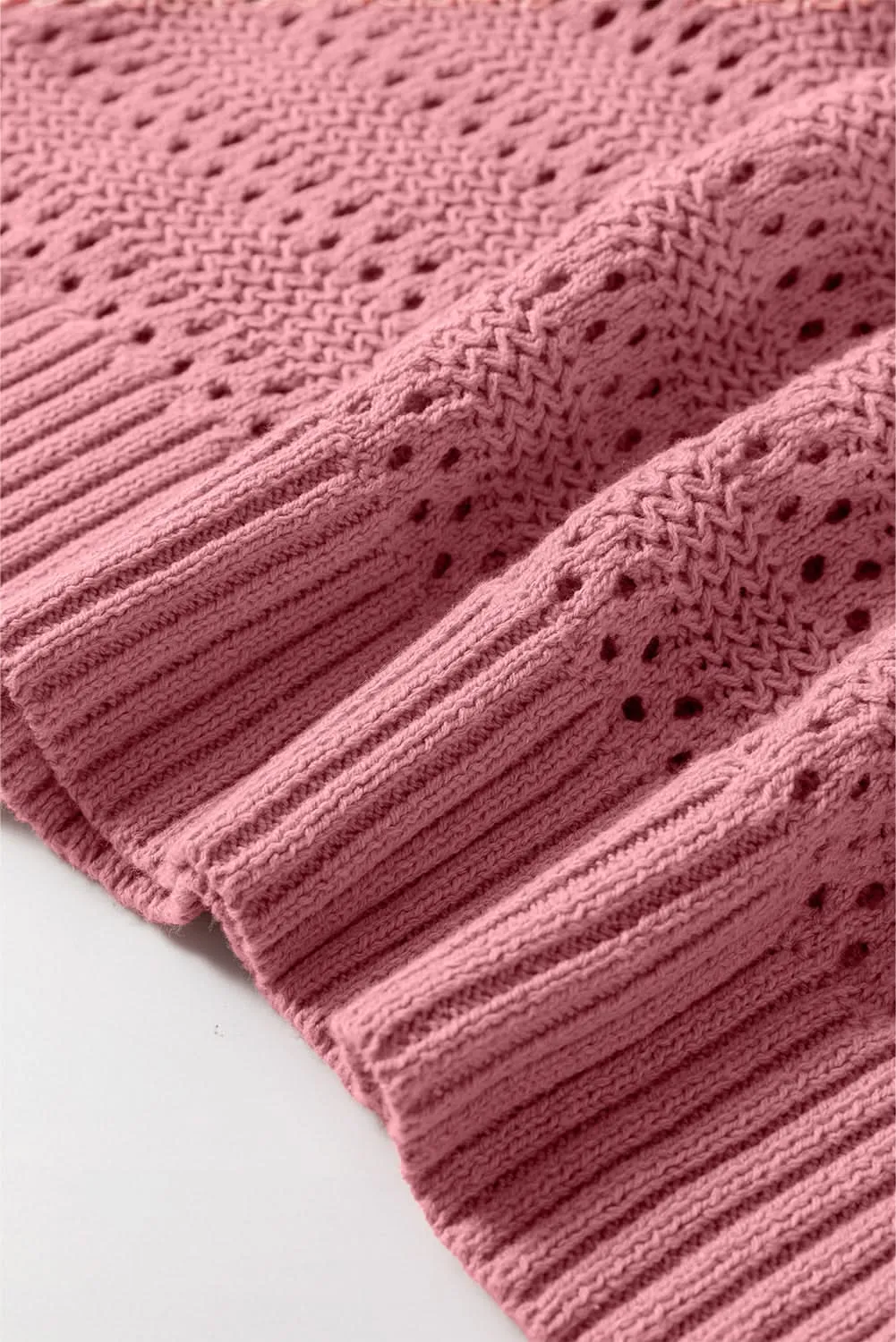 Peach blossom knit hoodie with raglan sleeves