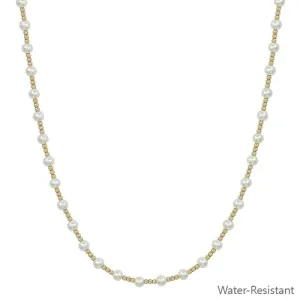 Pearl & Gold Beaded Necklace (Water Resistant)