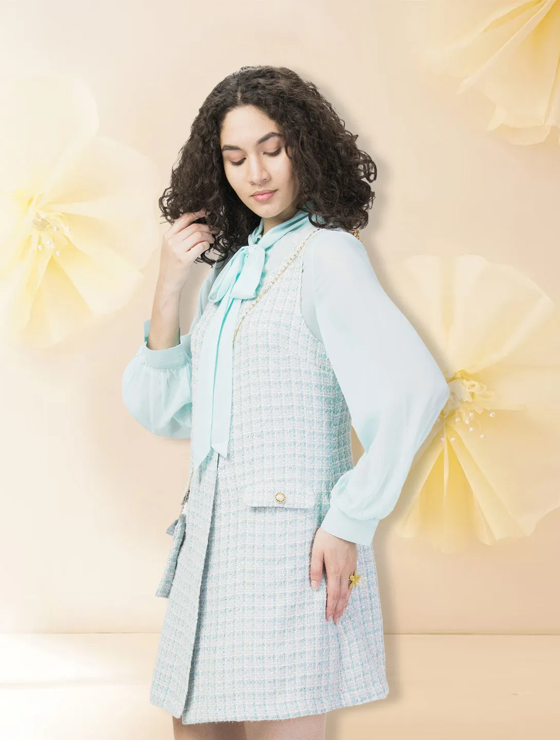 Plaid Tweed 2-Pc Designer Dress