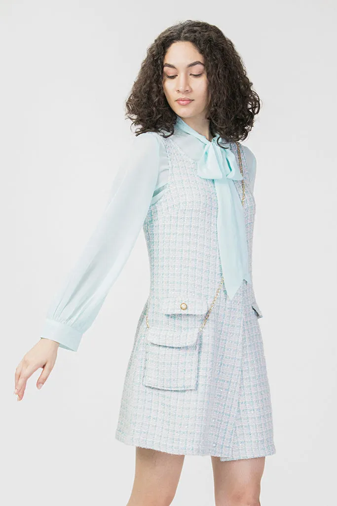 Plaid Tweed 2-Pc Designer Dress