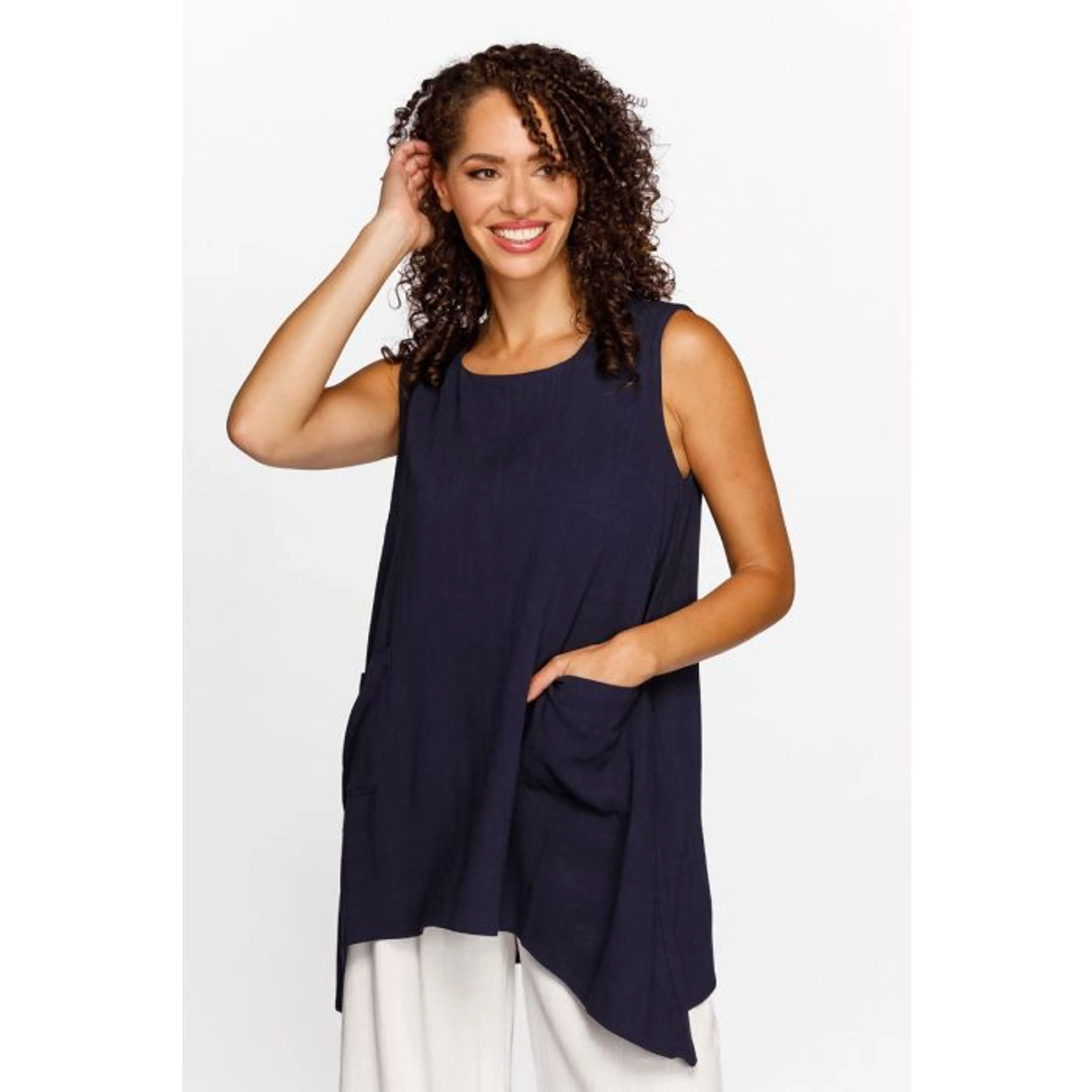 Pocket Detail Sleeveless Tunic