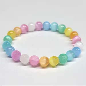 Rainbow Selenite Stackable 8mm Round Beaded Bracelet