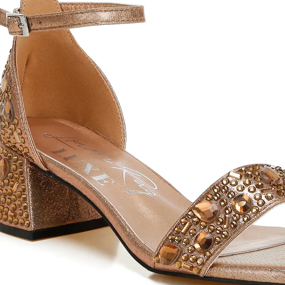 Rhinestone Embellished Shimmer Sandals
