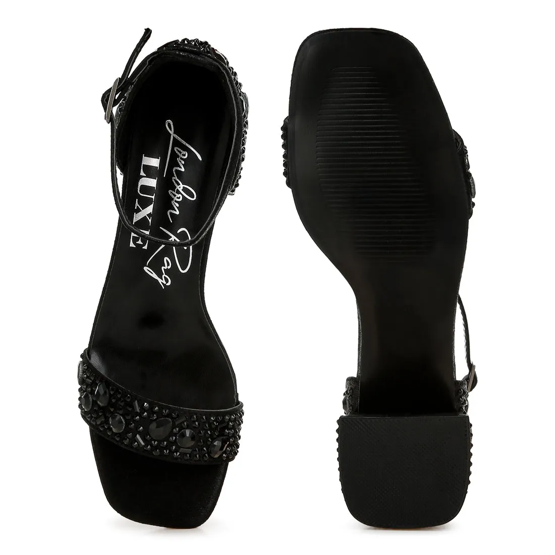 Rhinestone Embellished Shimmer Sandals