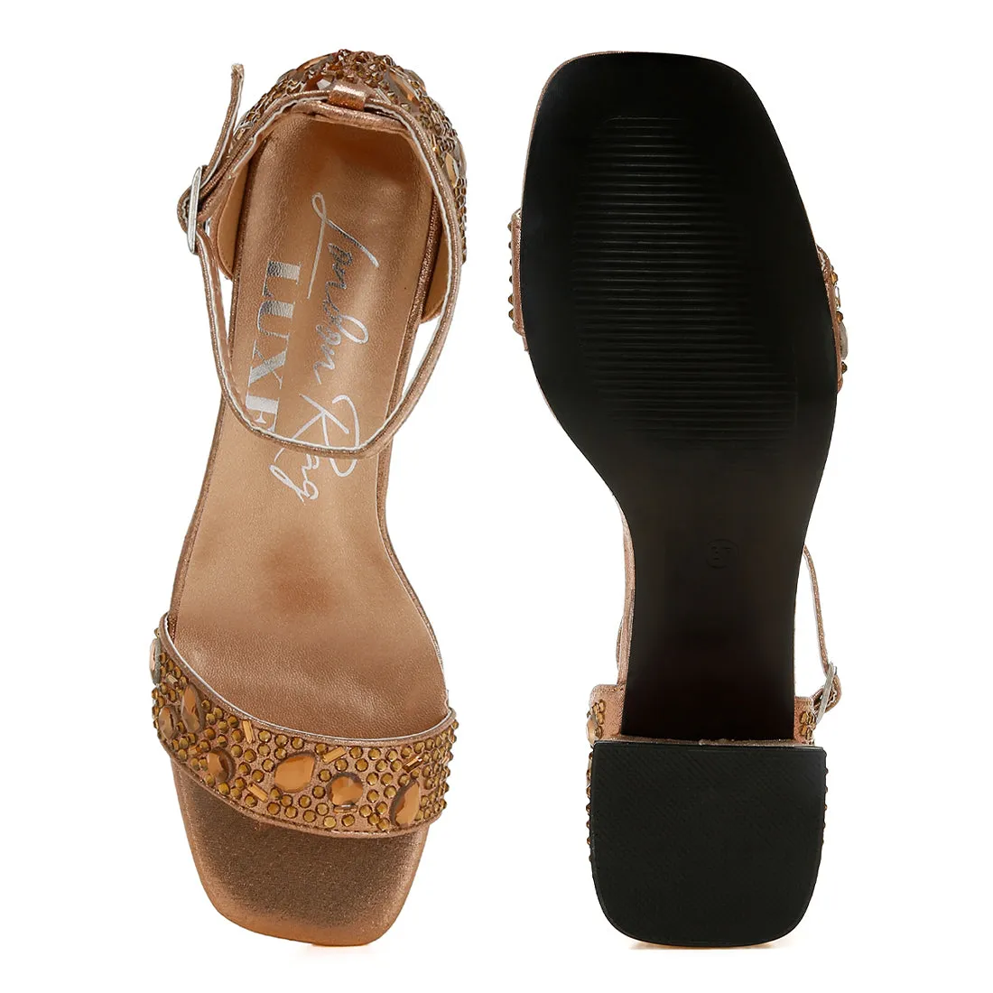 Rhinestone Embellished Shimmer Sandals