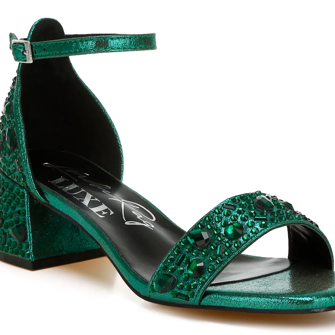Rhinestone Embellished Shimmer Sandals