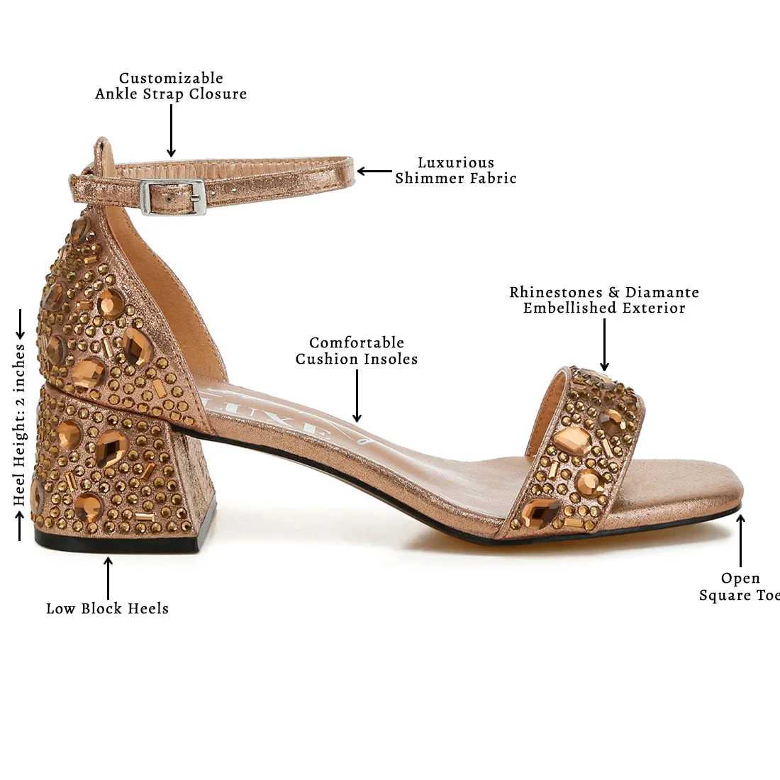 Rhinestone Embellished Shimmer Sandals