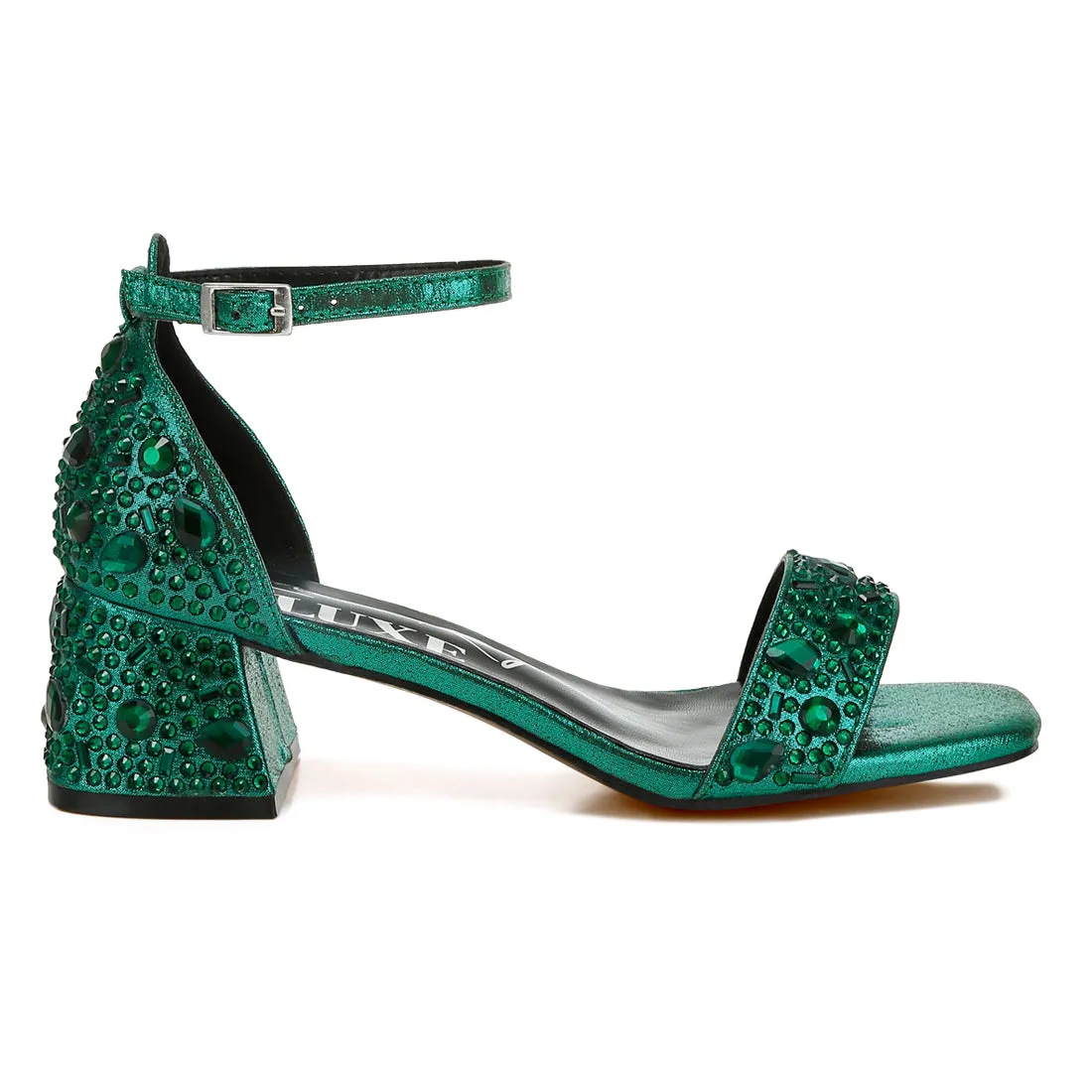 Rhinestone Embellished Shimmer Sandals