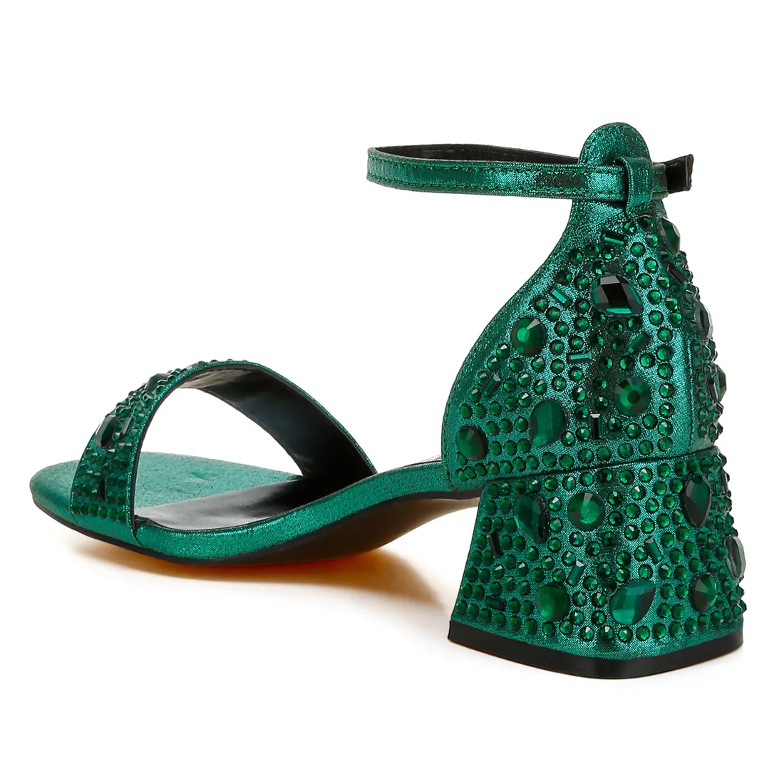 Rhinestone Embellished Shimmer Sandals