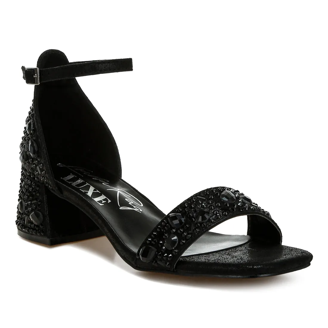 Rhinestone Embellished Shimmer Sandals