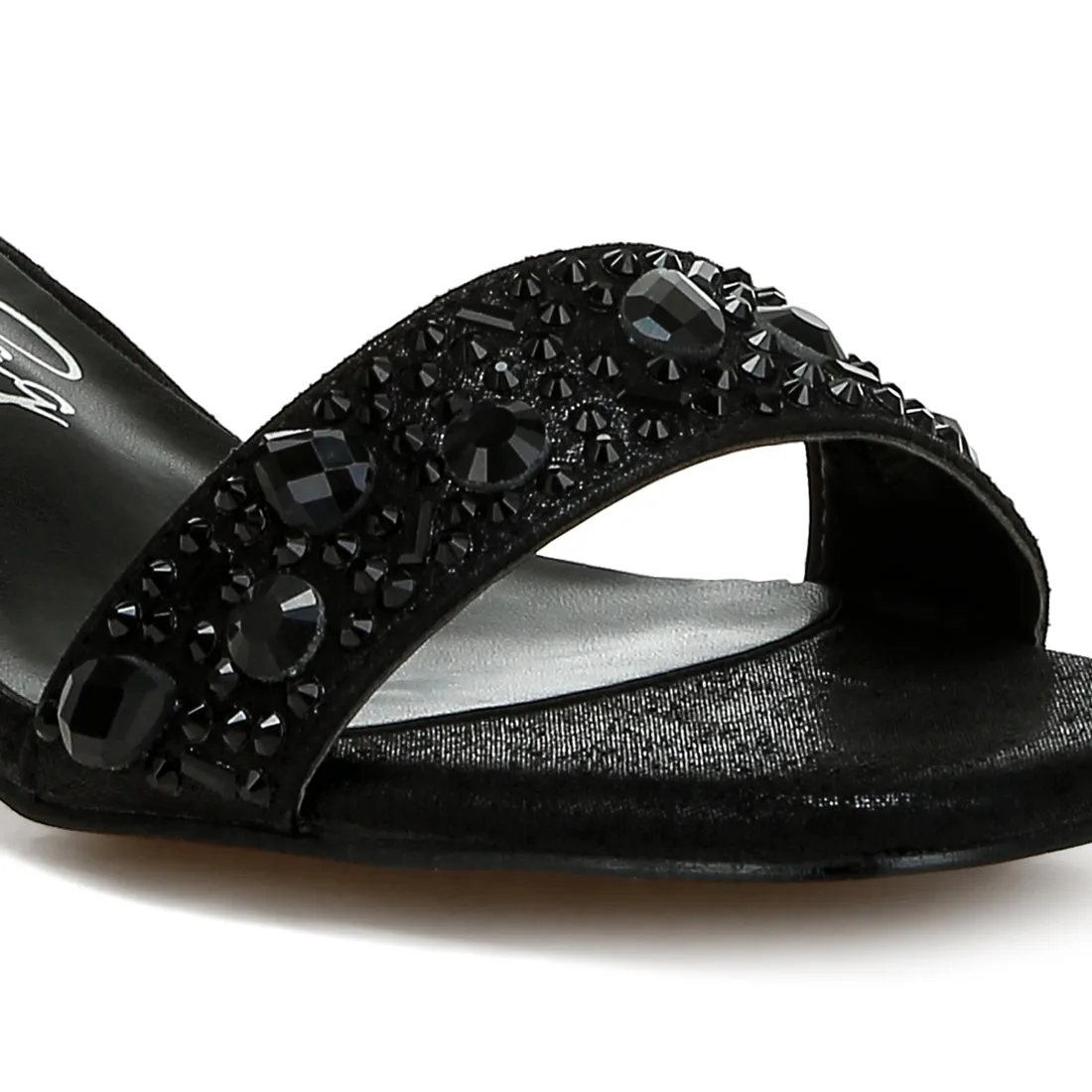 Rhinestone Embellished Shimmer Sandals