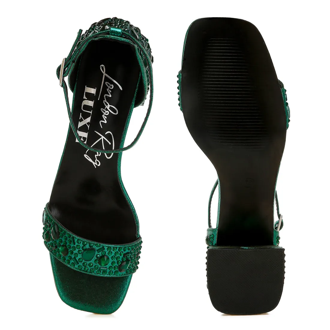Rhinestone Embellished Shimmer Sandals