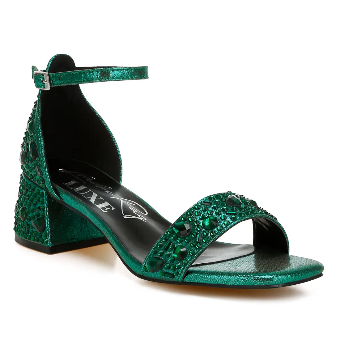 Rhinestone Embellished Shimmer Sandals