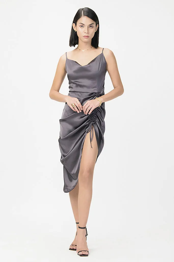 Ruched Satin Party Dress