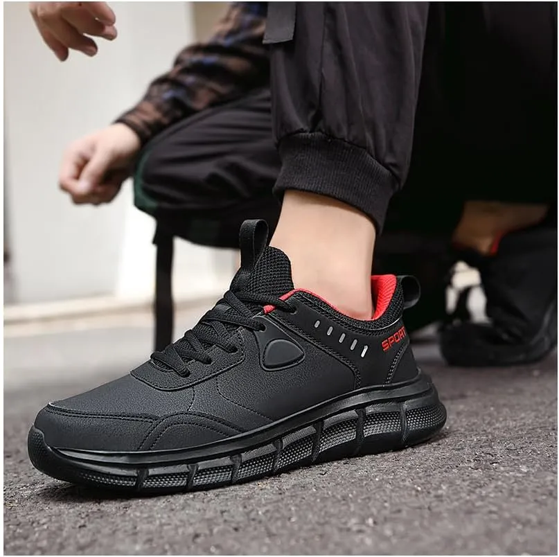 Running Sneakers Men's Casual Shoe Non Slip Walking Leather Fashion saport Comfortable Gym Workout Athletic Lightweight Cushioning Big Size
