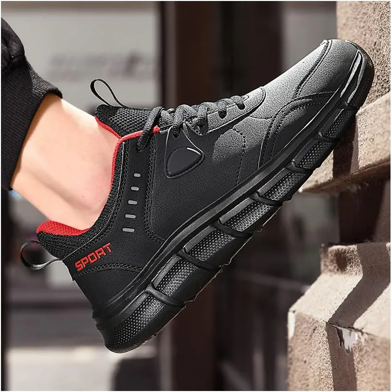 Running Sneakers Men's Casual Shoe Non Slip Walking Leather Fashion saport Comfortable Gym Workout Athletic Lightweight Cushioning Big Size