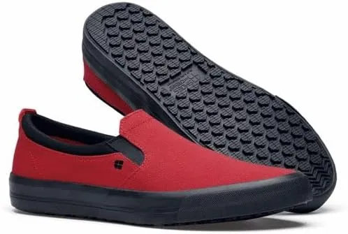 Shoes for Crews Ollie II, Men's, Women's, Unisex Slip Resistant Work Shoes, Water Resistant Slip-On Sneakers, Black Leather, Men's 14 / Women's 15.5