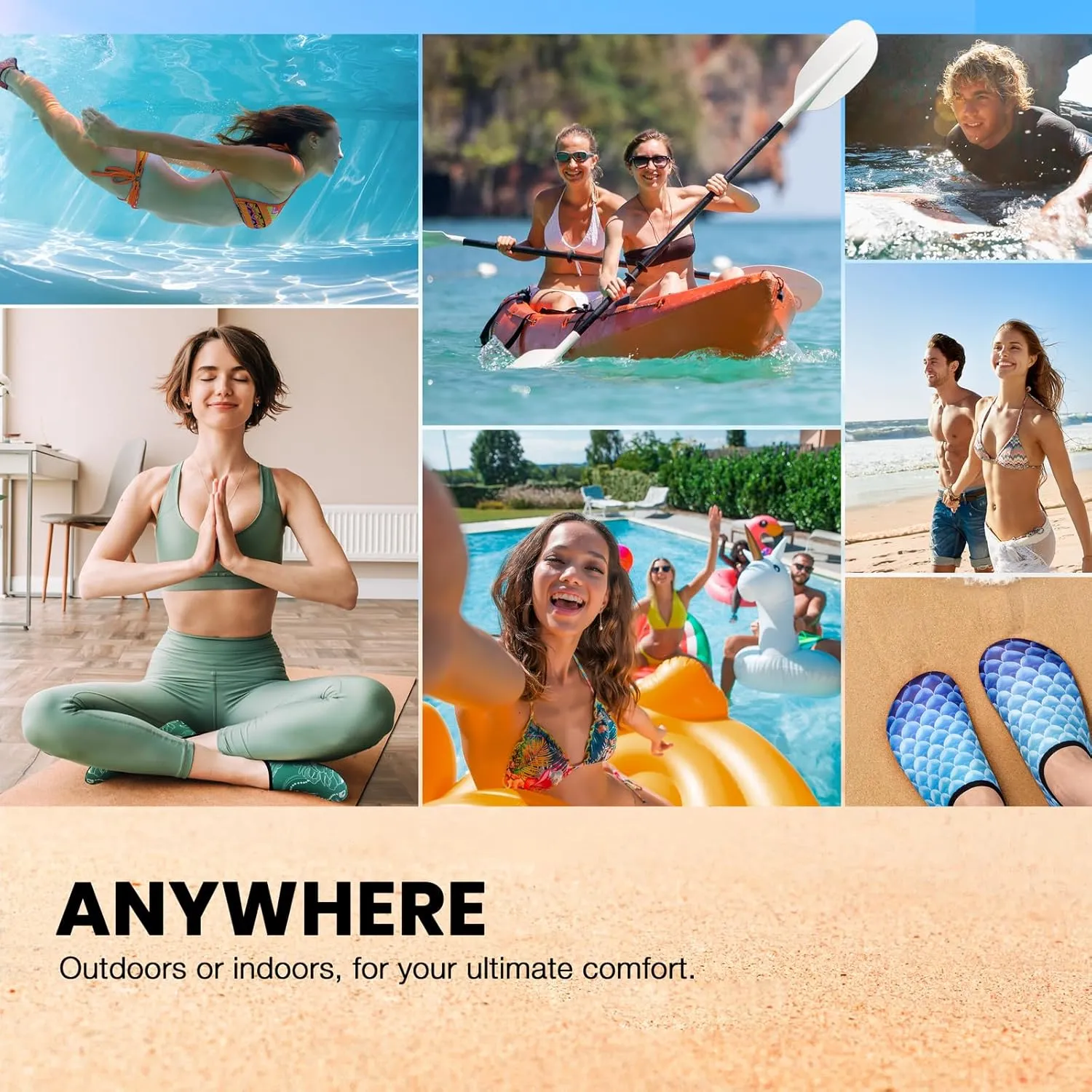 SIMARI Water Shoes Women Men Aqua Socks Beach Barefoot Quick Drying Aqua Aerobics Swim Pool Non Slip Outdoor Travel Essentials Surf River Lake Snorkeling Kayak Yoga Adult Youth