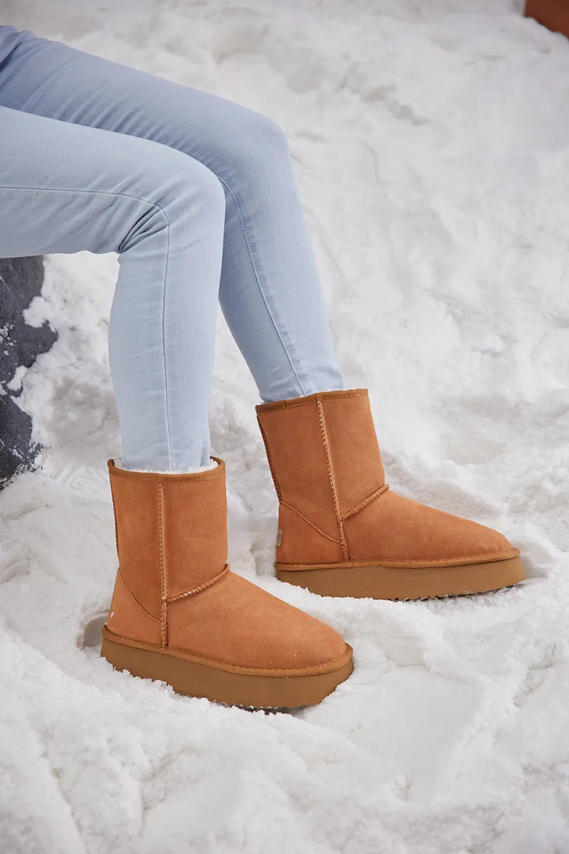 Smaibulun Ugg | Cloud Nine Platform Mini Boots - Chestnut