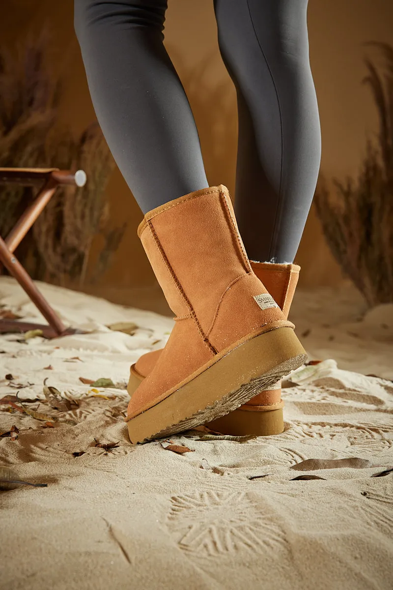 Smaibulun Ugg | Cloud Nine Platform Mini Boots - Chestnut