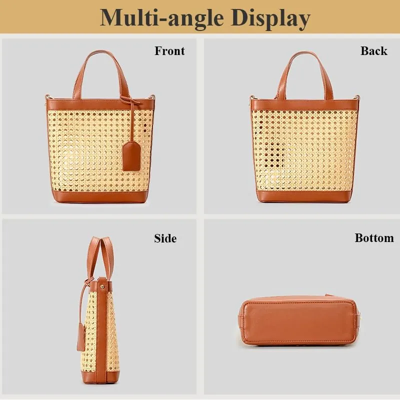 Straw Beach Bag for Women Summer Woven Rattan Tote Bag Straw Purses and Handbags for Vacation with Pendant