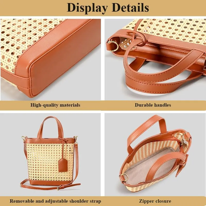 Straw Beach Bag for Women Summer Woven Rattan Tote Bag Straw Purses and Handbags for Vacation with Pendant