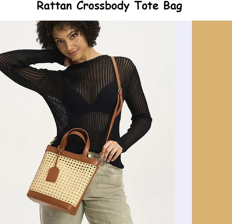 Straw Beach Bag for Women Summer Woven Rattan Tote Bag Straw Purses and Handbags for Vacation with Pendant