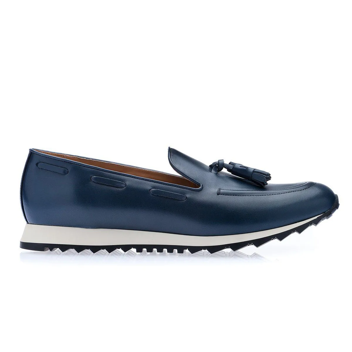 SUPERGLAMOUROUS Men's Shoes Navy Philippe Nappa Calf-Skin Leather Active Sneakers (SPGM1185)