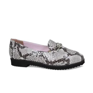 Tamara: Pale Grey Snake Print Leather