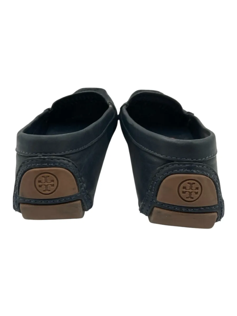 Tory Burch Shoe Size 9.5 Dark Teal Leather Perforated Gold Hardware Loafers