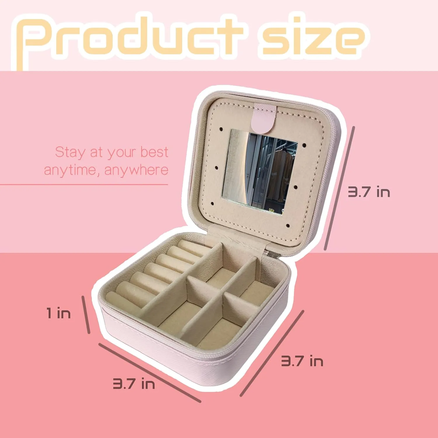 Travel Jewelry Case Organizer, Gifts for Women Teen Girls Initial Jewelry box with Mirror Vacation Beach Essentials Ring Necklace Earring Organizer Box (E)