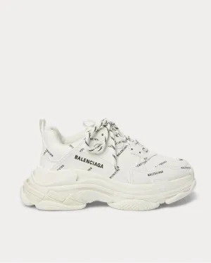 Triple S Logo-Print Faux Leather  White low top sneakers