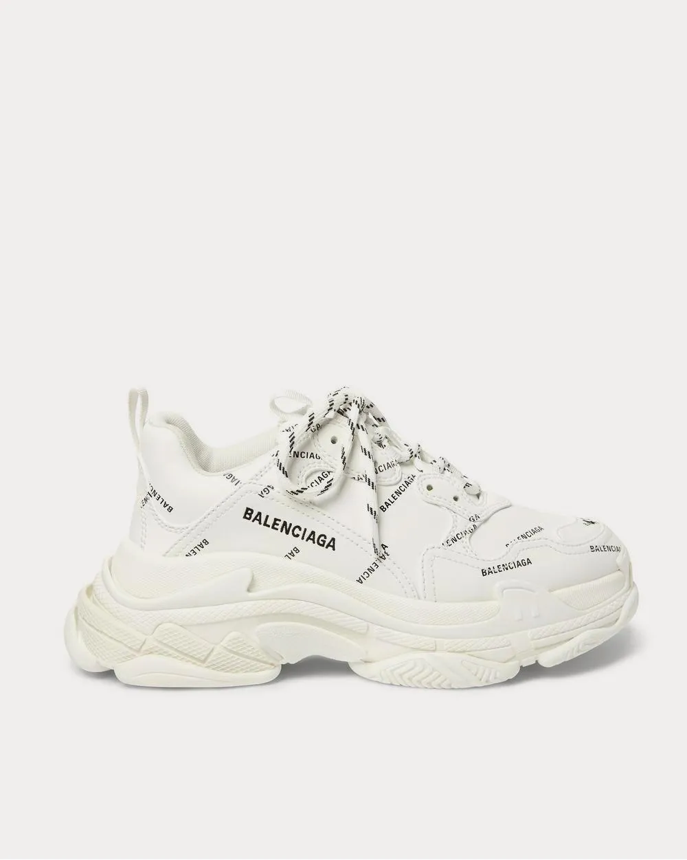 Triple S Logo-Print Faux Leather  White low top sneakers