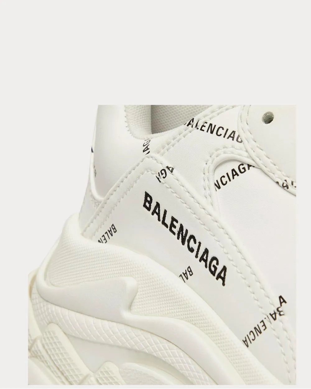 Triple S Logo-Print Faux Leather  White low top sneakers