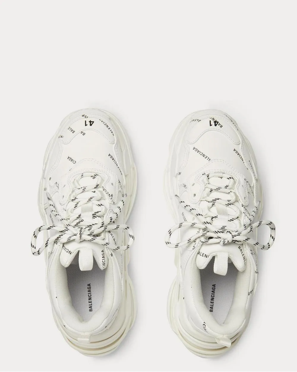 Triple S Logo-Print Faux Leather  White low top sneakers